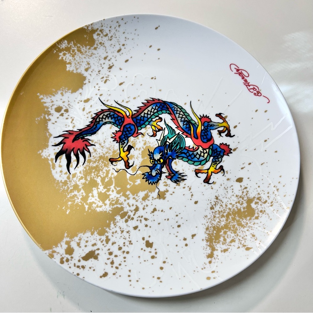 Ed Hardy Life Dragon Crest Dinner Plate